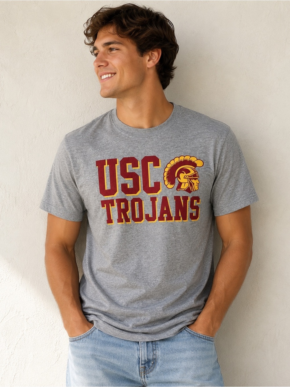 USC Trojans Graphic T-Shirt Gray NCAA College Football Fan Tee